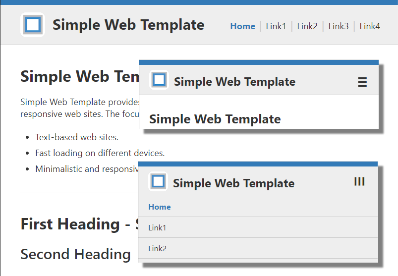Screenshots Responsive Views: Standard and Mobile Navigation