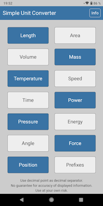 Screenshot Simple Unit Converter