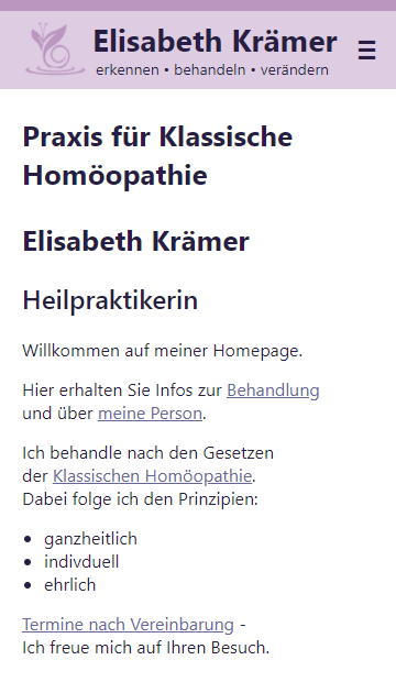 Screenshot mobile Website