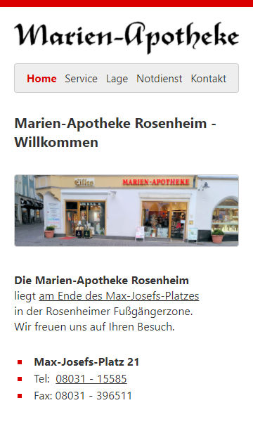 Screenshot mobile Website