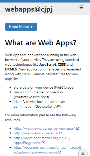 Screenshot mobile Website