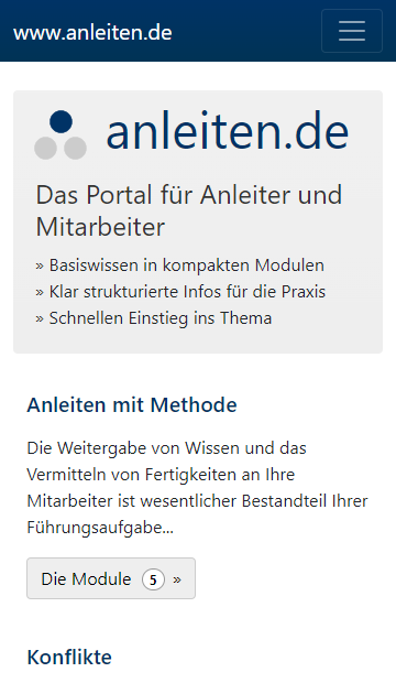 Screenshot mobile Website
